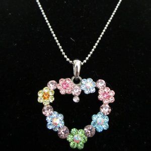 Cookie Lee Spring Bouquet Heart Crystal Necklace